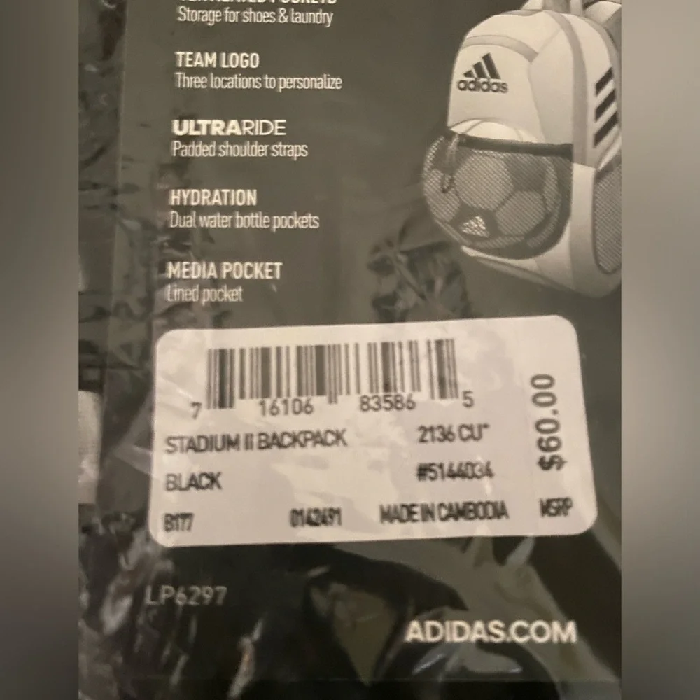 Adidas Stadium‎ II Athletic Backpack Hydrosheild Ventilated Storage Pocket NEW